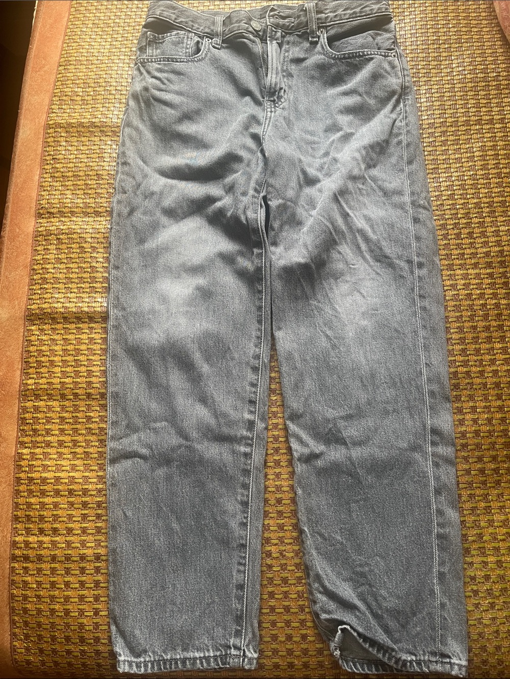Uniqlo Women's Grey Boyfriend Jeans - Washed Black/Grey